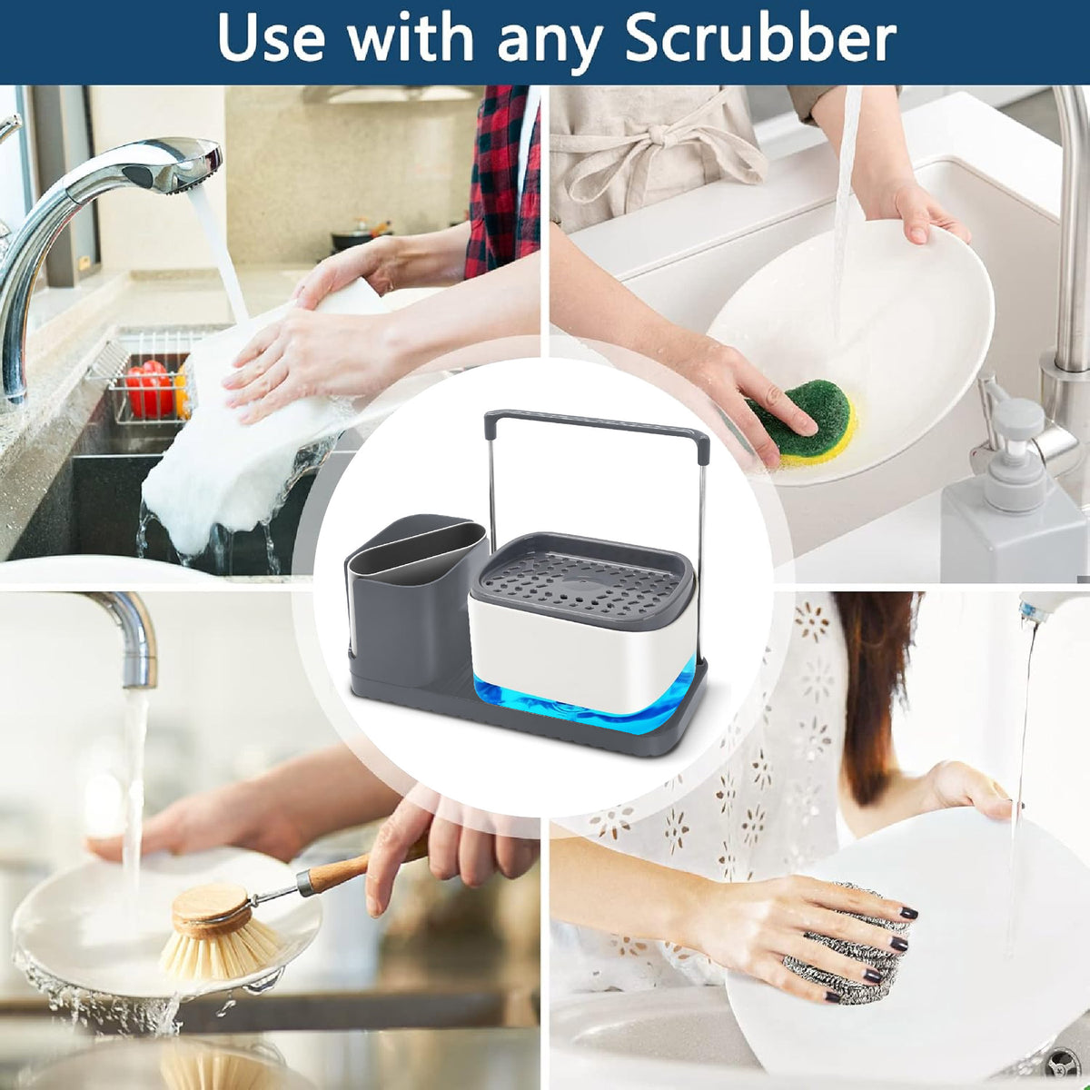 Dispensador Jabón Cocina 3 en 1 Esponja