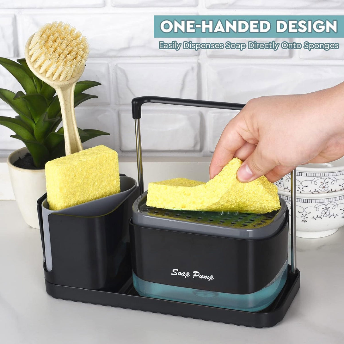 Dispensador Jabón Cocina 3 en 1 Esponja