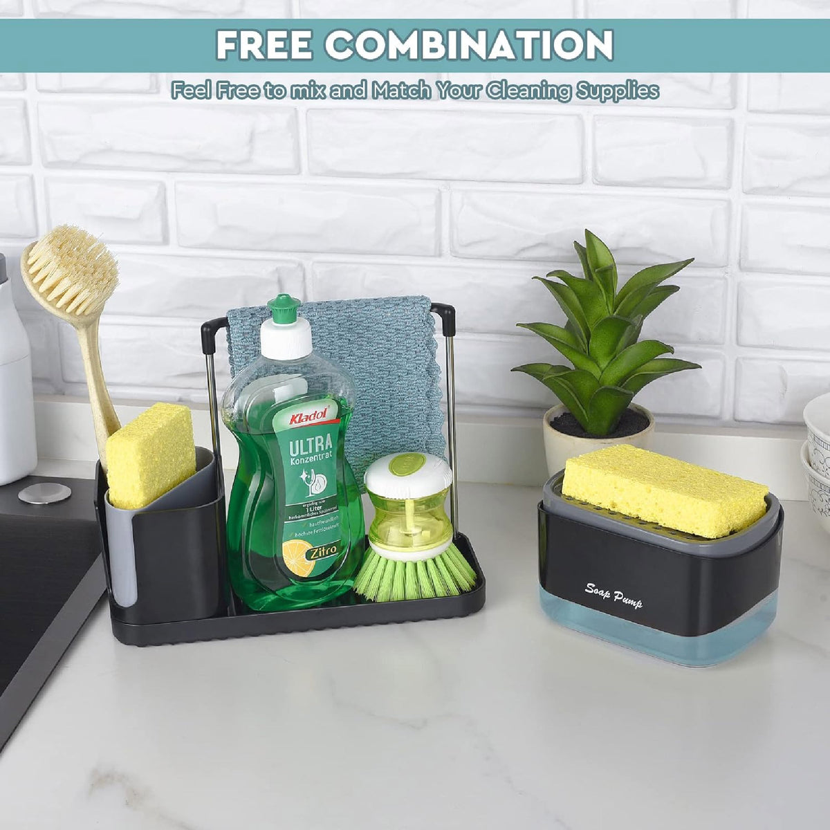 Dispensador Jabón Cocina 3 en 1 Esponja