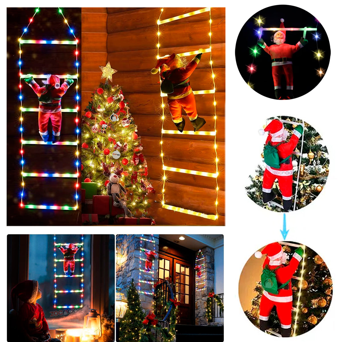 Muñeco De Papa Noel Con Escalera